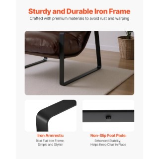 VEVOR Σύγχρονη Πολυθρόνα Δερματίνης με Μεταλλικό Σκελετό, Καφέ TYZS... VEVOR Σύγχρονη Πολυθρόνα Δερματίνης με Μεταλλικό Σκελετό, Καφέ TYZS...