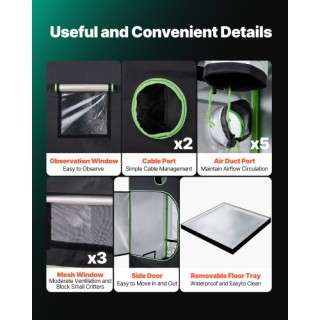 VEVOR Σκηνή Καλλιέργειας 120 x 120 x 200 cm, Υψηλής Αντανάκλασης My... VEVOR Σκηνή Καλλιέργειας 120 x 120 x 200 cm, Υψηλής Αντανάκλασης My...