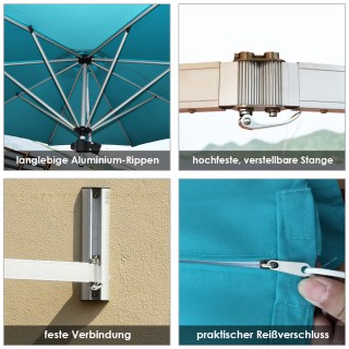 Costway Γείσο Τοίχου Ανακλινόμενο Με Ρυθμιζόμενο Αλουμινένιο Κοντάρ...