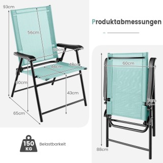 Costway Πτυσσόμενες Καρέκλες Βεράντας με Ανθεκτικό Μεταλλικό Σκελε... Costway Πτυσσόμενες Καρέκλες Βεράντας με Ανθεκτικό Μεταλλικό Σκελε...