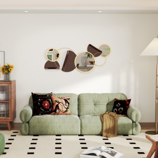 HOMCOM Σύγχρονη Μεταλλική 3D Διακόσμηση Τοίχου με Καθρέφτες για Σαλ...