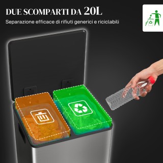 HOMCOM Κάδος Απορριμμάτων με 2 Διαμερίσματα 20L με Πεντάλ και Αθόρυ... HOMCOM Κάδος Απορριμμάτων με 2 Διαμερίσματα 20L με Πεντάλ και Αθόρυ...