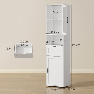 HOMCOM Στήλη Μπάνιου από Ξύλο με 2 Ντουλάπια, Συρτάρι και Ανοιχτό Ρ... HOMCOM Στήλη Μπάνιου από Ξύλο με 2 Ντουλάπια, Συρτάρι και Ανοιχτό Ρ...