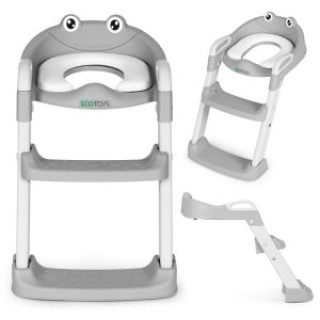ECOTOYS Μειωτήρας τουαλέτας  με Σκάλες και Σκαλοπάτι Γκρι PP8001-Grey
