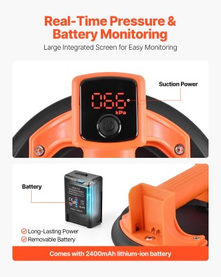 VEVOR Ηλεκτρική Βεντούζα 203mm με Οθόνη για Ισχύ & Μπαταρία, 200kg ...