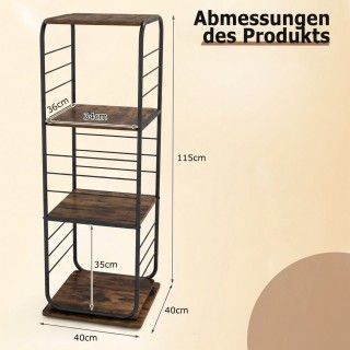 Costway Στρόγγυλη τετράφυλλη βιβλιοθήκη 360° με μεταλλικό σκελετό σ...