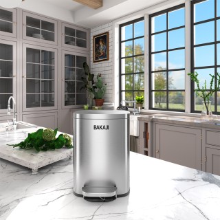 BAKAJI Πτυσσόμενος Κάδος Απορριμμάτων 28.5 x 25 x 39 cm από Ανοξείδ...