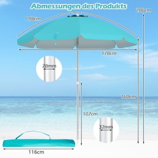 Costway Παραλία Ομπρέλα Μπαλκονιού Προστασίας από τον Ήλιο με Ρύθμι...