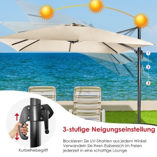Costway  Πολυλειτουργική Ομπρέλα Κήπου 3x3m με Περιστροφή 360° και ...