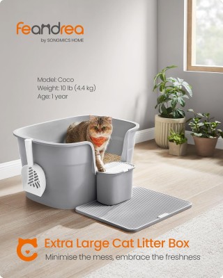 Λεκάνη Απορριμμάτων για Γάτες 64 x 44 x 33 cm Γκρι PPT003G01 Feandrea Λεκάνη Απορριμμάτων για Γάτες 64 x 44 x 33 cm Γκρι PPT003G01 Feandrea