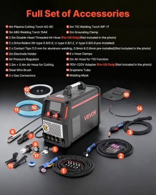 VEVOR Πολυλειτουργικό Μηχάνημα 5-σε-1: Κολλητήρι Πλάσματος, Συγκολλ... VEVOR Πολυλειτουργικό Μηχάνημα 5-σε-1: Κολλητήρι Πλάσματος, Συγκολλ...