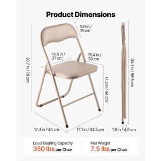 VEVOR Σετ 4 Πτυσσόμενες Καρέκλες Δερμάτινες με Μαξιλαράκι Καφέ JSZD... VEVOR Σετ 4 Πτυσσόμενες Καρέκλες Δερμάτινες με Μαξιλαράκι Καφέ JSZD...