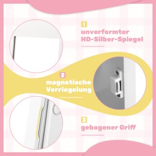 Costway Παιδική Ντουλάπα Κοσμημάτων με Ολόσωμο Καθρέφτη και Αποθηκε...