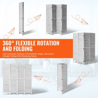 VEVOR Ξύλινο Διαχωριστικό Δωματίου 4 Πάνελ (Ανοιχτό Γκρι) MZPFBS4MB...