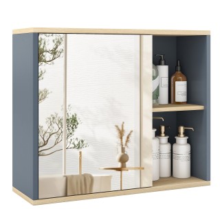 Costway Ντουλάπι Μπάνιου με Καθρέφτη & Ρυθμιζόμενο Ράφι & Πλευρικές...