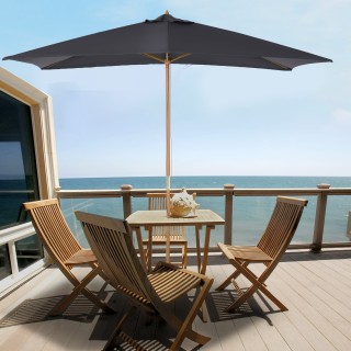 Outsunny Ομπρέλα Κήπου 2x3m από Ξύλο και Μπαμπού με 8 Ακτίνες και Κ...