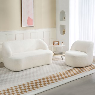 HOMCOM Πολυθρόνα για Σαλόνι με Εργονομική Πλάτη από Ύφασμα Sherpa κ...