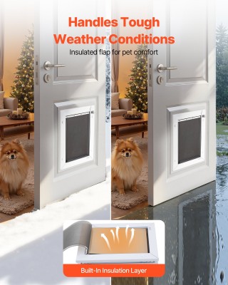 VEVOR Μεσαία Πόρτα Κατοικίδιων με Τρεις Μαγνητικές Πτέρυγες & Μεταλ...