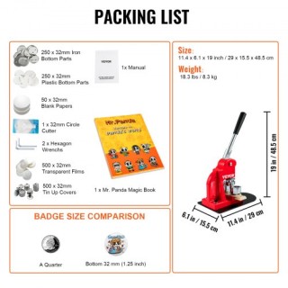 Μηχανή Κατασκευής Κουμπιών VEVOR 32MM με 500 Δωρεάν Εξαρτήματα BJS... Μηχανή Κατασκευής Κουμπιών VEVOR 32MM με 500 Δωρεάν Εξαρτήματα BJS...