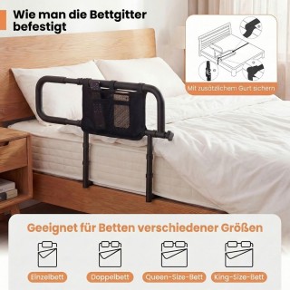 Costway Πτυσσόμενο κάγκελο κρεβατιού για ηλικιωμένους με λαβή και ρ...