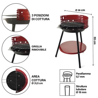 Galileo Ψησταριά μπάρμπεκιου από ανθρακοχάλυβα με αφαιρούμενη χρωμι...