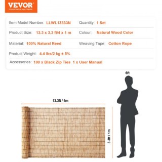 Φράχτης Καλαμιών VEVOR 13.3 x 3.3 για Ιδιωτικότητα και Τοπία Κήπου ...