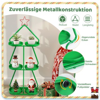Costway Μεταλλική Τριώροφη Βάση Φυτών σε Σχήμα Χριστουγεννιάτικου Δ...