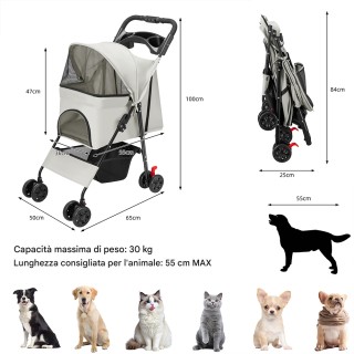 BAKAJI Πτυσσόμενο Καρότσι για Κατοικίδια Σκύλων και Γατών Γκρι 30Kg... BAKAJI Πτυσσόμενο Καρότσι για Κατοικίδια Σκύλων και Γατών Γκρι 30Kg...