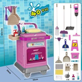 BAKAJI Σετ Καθαρισμού για Παιδιά Τρόλεϊ Ροζ Εκπαιδευτικά Αξεσουάρ Ι...