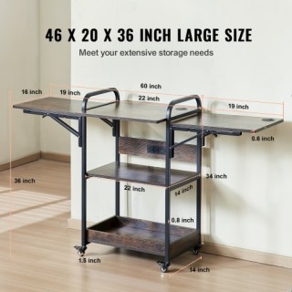 VEVOR  Τραπέζι Θερμομεταφοράς με Σταθμό Φόρτισης 3 Επιπέδων Κινητό ...