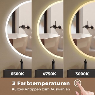 Costway Στρογγυλός Καθρέφτης Ø70 cm με Φωτισμό & Αντιθαμβωτική Λειτ...