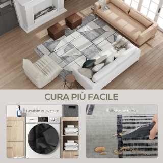 HOMCOM Μοντέρνο Αντιολισθητικό Χαλί με Γεωμετρικές Γραμμές, από Πολ...