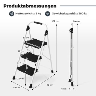 Costway Ανθεκτική Σκάλα 3 Σταδίων με Ρυθμίσεις Ασφάλειας και Άνεσης...