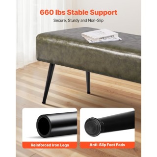 VEVOR Πράσινος Πάγκος Υπνοδωματίου από PU Δέρμα με Μεταλλικά Πόδια ...