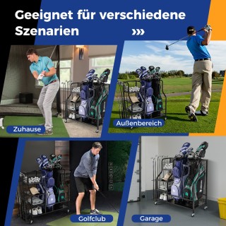 Costway  Οργανωτής Γκολφ 4 σε 1 με Γάντζους, Καλάθι και Ρόδες 110 x...