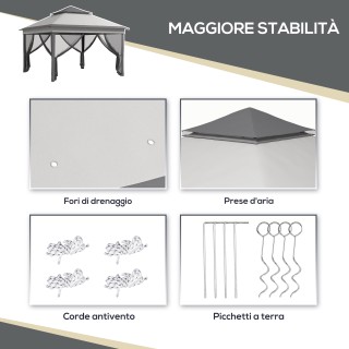 Outsunny Κιόσκι με Ρυθμιζόμενη Κουνουπιέρα σε 3 Επίπεδα, από Ατσάλι...