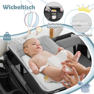 Costway Πτυσσόμενο Κρεβάτι Μωρού 5 σε 1 με Αποσπώμενο Λίκνο, Αλλαξι...