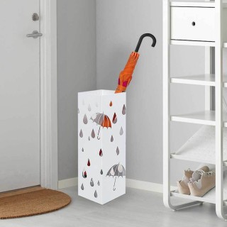 BAKAJI Σταντ Ομπρελοθήκης Σιδερένιο Τετράγωνο Λευκό με Δοχείο Συλλ... BAKAJI Σταντ Ομπρελοθήκης Σιδερένιο Τετράγωνο Λευκό με Δοχείο Συλλ...