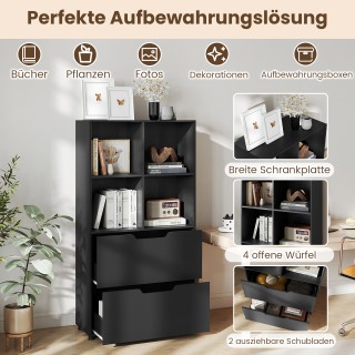 Costway Μαύρο Ελεύθερο Ράφι 4 Κυβικών με 2 Συρτάρια 130 cm 5 Επιπέδ... Costway Μαύρο Ελεύθερο Ράφι 4 Κυβικών με 2 Συρτάρια 130 cm 5 Επιπέδ...