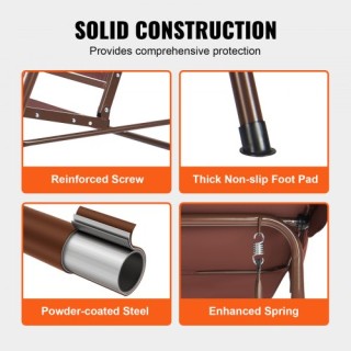 Κούνια Βεράντας 3 Θέσεων VEVOR με Ρυθμιζόμενο Σκίαστρο, Καφέ  TJQQ6...