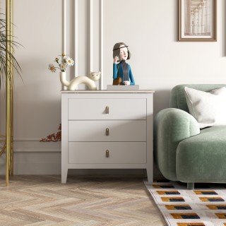 HOMCOM Λευκός Συρταριέρα Υπνοδωματίου με 3 Συρτάρια και Λαβές από F...