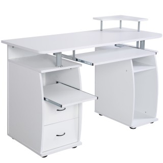 Costway Λευκός Γραφείο Υπολογιστή με Διπλό Ράφι και Πληκτρολόγιο HW... Costway Λευκός Γραφείο Υπολογιστή με Διπλό Ράφι και Πληκτρολόγιο HW...