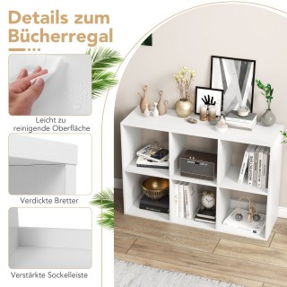 Costway Ράφι Βιβλιοθήκης με 6 Θέσεις Λευκό για Καθιστικό CB10763WH