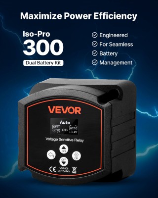 VEVOR Απομονωτής Διπλής Μπαταρίας 12V 300A με LCD Οθόνη για Αυτοκίν...