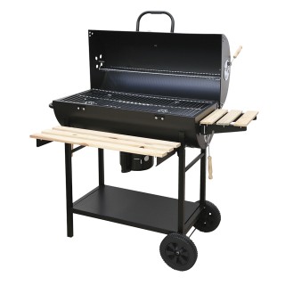 Galileo Ορθογώνιο μπάρμπεκιου από ανθρακοχάλυβα με ρόδες, καπάκι με...