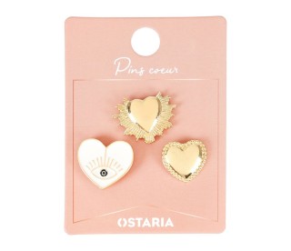 Ostaria Σετ 3 Καρφίτσες Καρδιά πολύχρωμες σε κουτί kraft -37303 Ostaria Σετ 3 Καρφίτσες Καρδιά πολύχρωμες σε κουτί kraft -37303