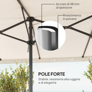 Outsunny Διπλή Ομπρέλα με 12 Ακτίνες και Μανιβέλα, από Πολυεστέρα κ...