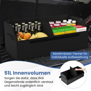 Costway Οργανωτής Πορτ-μπαγκάζ Αυτοκινήτου από Δέρμα με Καπάκι & Ευ...