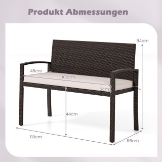 Costway Ανθεκτικός Πολυρατάν Πάγκος Κήπου με Μαξιλάρι, Χωρητικότητα...