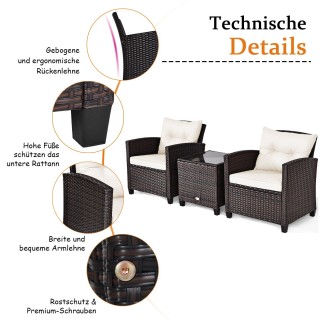 Costway Σετ Καθιστικού 3 Τεμαχίων από Rattan για Εξωτερικούς Χώρου... Costway Σετ Καθιστικού 3 Τεμαχίων από Rattan για Εξωτερικούς Χώρου...